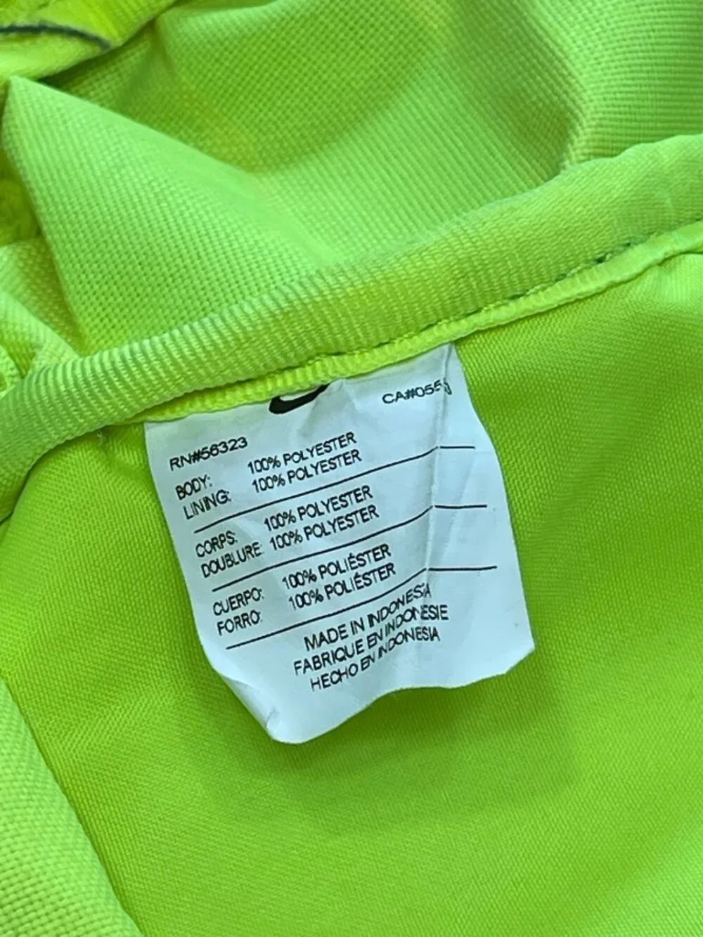 Nike Just Do It Neon Yellow Backpack 100% Polyester With Adjustable Straps & Dua